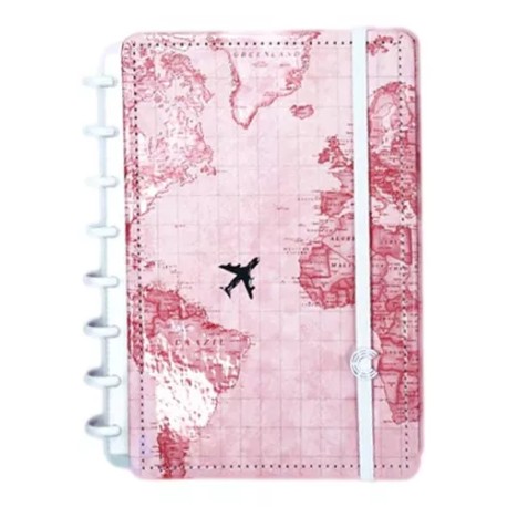 Caderno Inteligente MAPA MUNDI ROSA